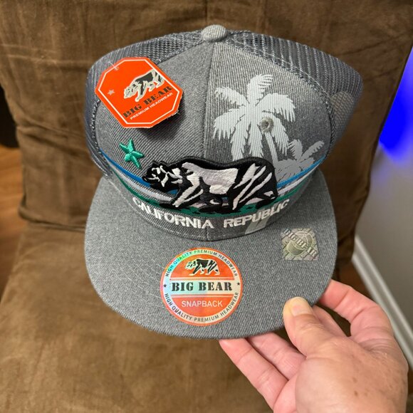 New California flag curved bill Cali adult one-size trucker hat cap. - Picture 7 of 8